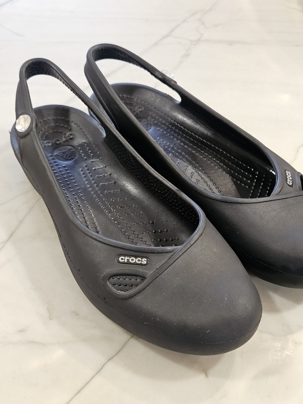 Crocs Olivia Black Slingback Ballet Flats Size 10